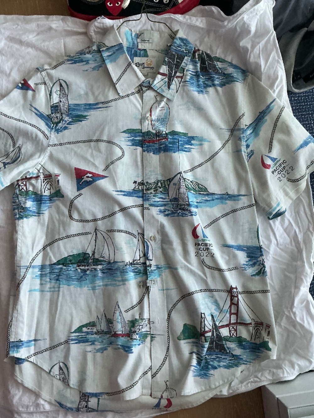 Reyn Spooner Regatta Sailboat Yacht Racing Aloha Shirt M Tailored White